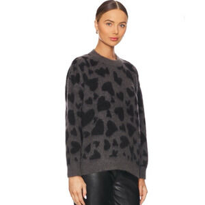 Anine Bing Sydney Sweater XS Crew Neck Black Gray Heart Oversized Alpaca Blend